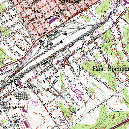 Topographic Map of East Spencer Graded School (historical), NC