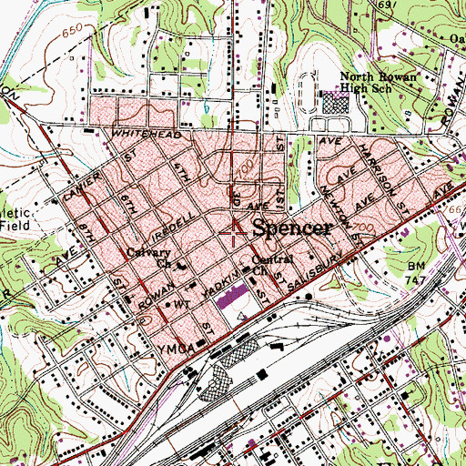 Topographic Map of Spencer High School (historical), NC