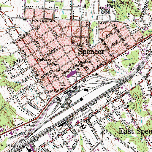 Topographic Map of Southern Railway Park, NC