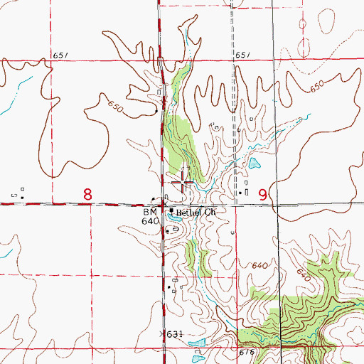 Topographic Map of Sullivan Cemetery, IL