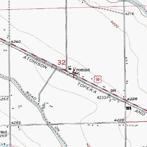 Topographic Map of Vroman, CO