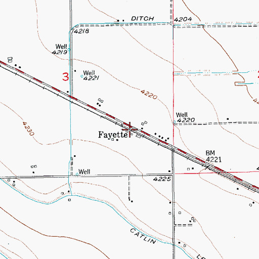 Topographic Map of Fayette, CO