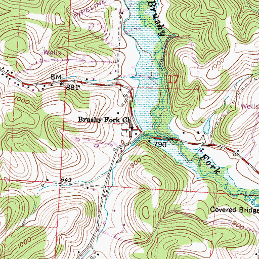 Topographic Map of Brushy Fork Cemetery, OH