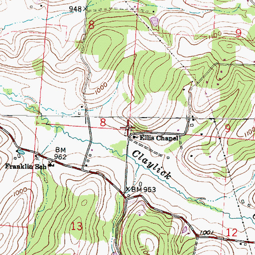 Topographic Map of Ellis Chapel Cemetery, OH