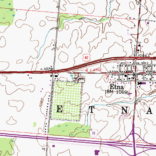 Topographic Map of Etna Cemetery, OH