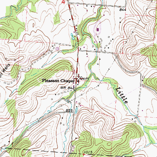 Topographic Map of Pleasant Chapel Cemetery, OH