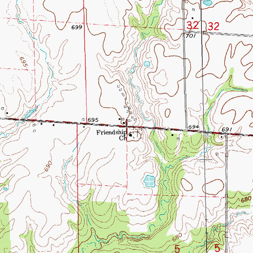 Topographic Map of Mourning Cemetery, IL