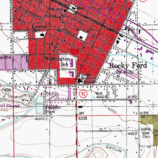 Topographic Map of Pioneer Health Care Center, CO