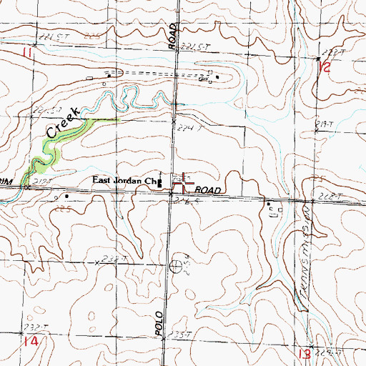 Topographic Map of East Jordan Cemetery, IL