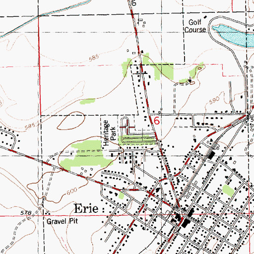 Topographic Map of Erie Cemetery, IL