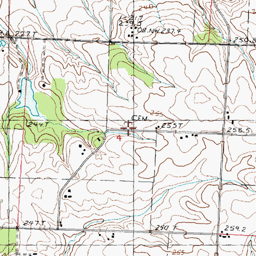 Topographic Map of Hazel Green Cemetery, IL