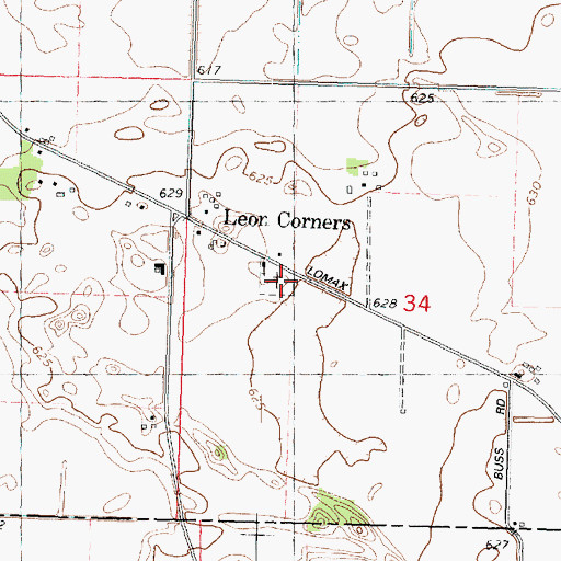 Topographic Map of Leon Methodist Cemetery, IL