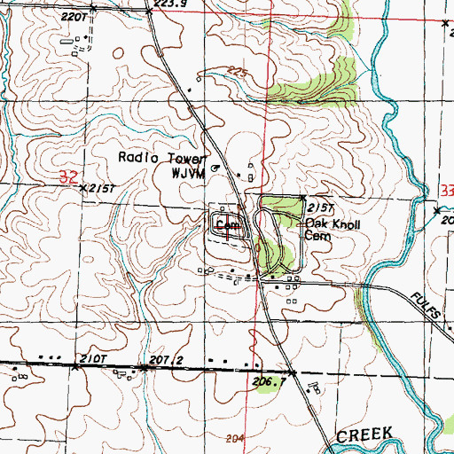 Topographic Map of Oak Knoll Cemetery, IL