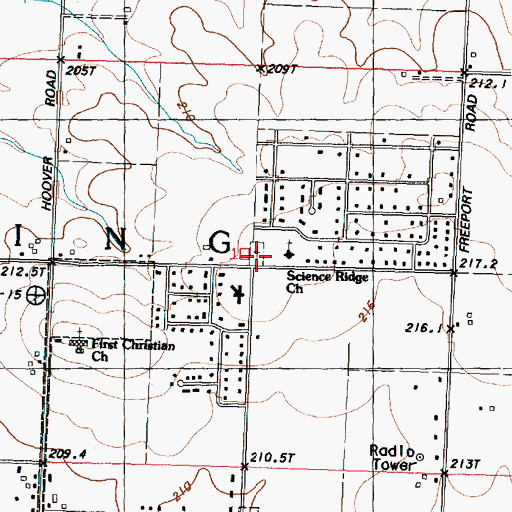 Topographic Map of Science Ridge Mennonite Cemetery, IL