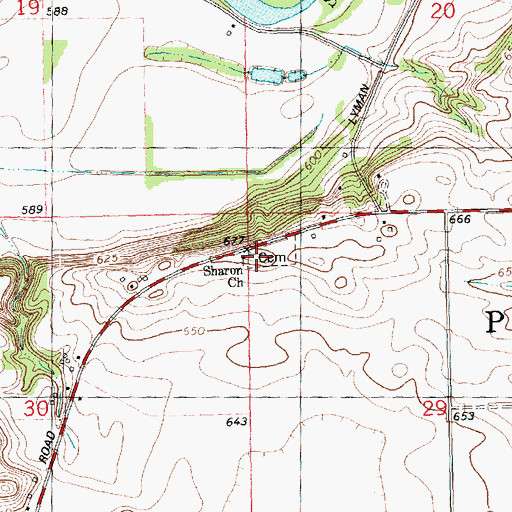 Topographic Map of Sharon Church Cemetery, IL
