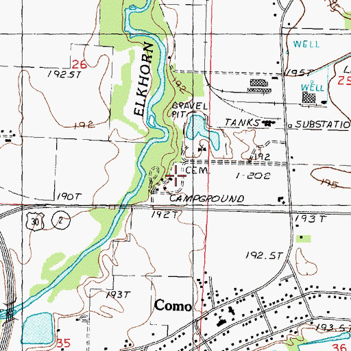 Topographic Map of Como Cemetery, IL
