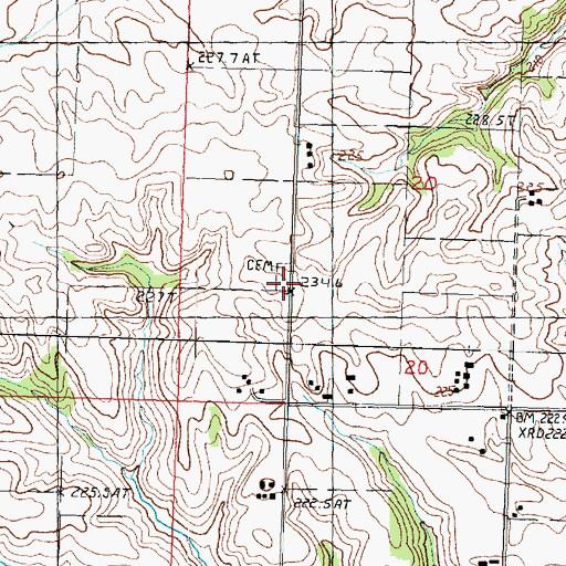 Topographic Map of Center Clyde Cemetery, IL