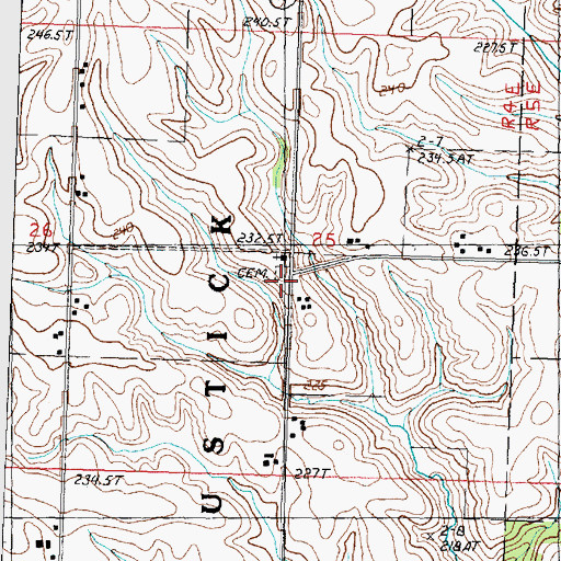 Topographic Map of Minnonite Cemetery, IL