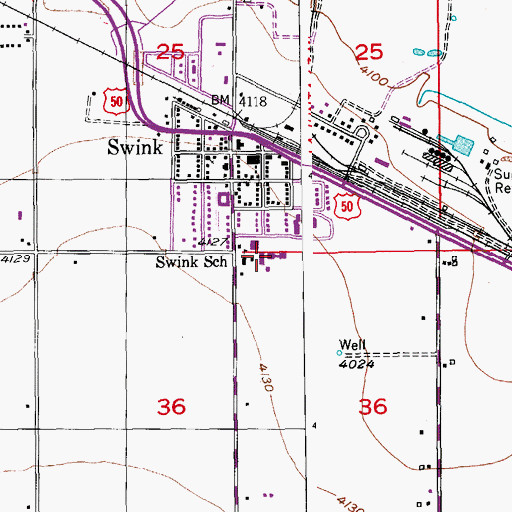 Topographic Map of Swink Elementary School, CO