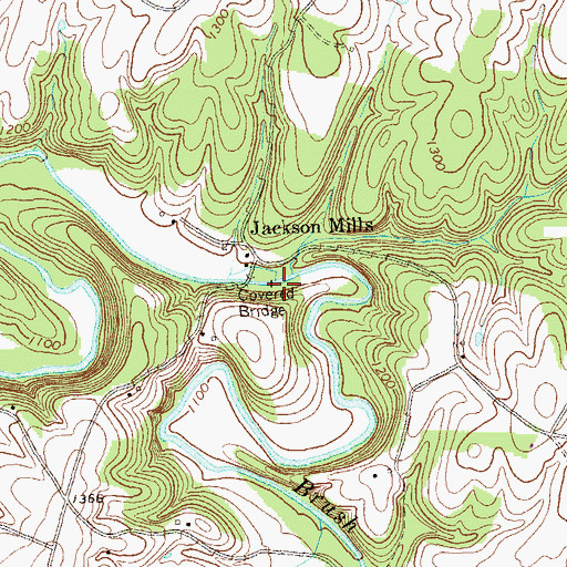 Topographic Map of Jackson's Mill Covered Bridge, PA
