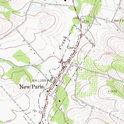 Topographic Map of Cuppett's Covered Bridge, PA