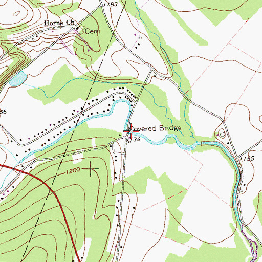 Topographic Map of Snook's Covered Bridge, PA