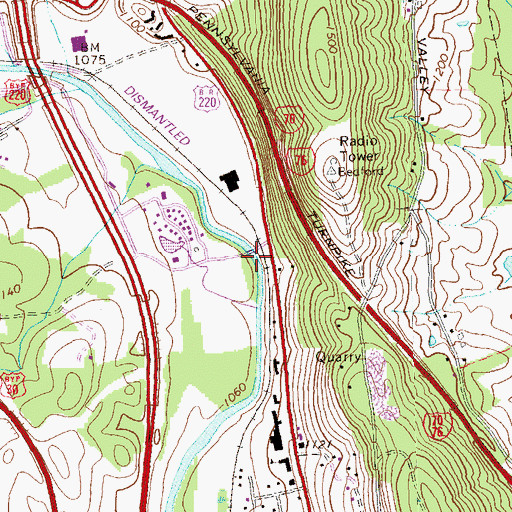 Topographic Map of Claycomb Covered Bridge, PA