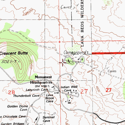 Topographic Map of Indian Well Campground, CA