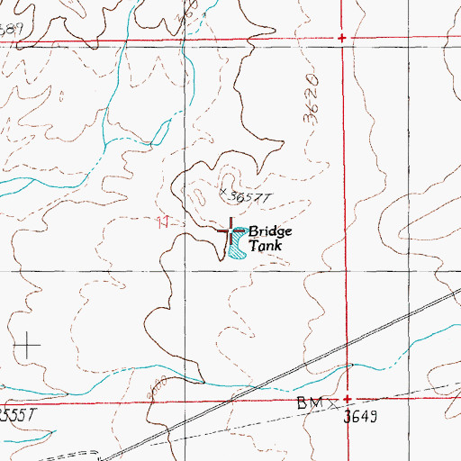 Topographic Map of Bridge Tank, AZ