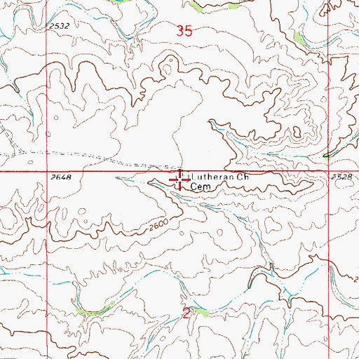Topographic Map of Immanuel Lutheran Cemetery, MT