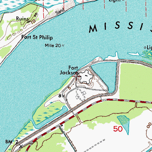Topographic Map of Battery Millar (historical), LA