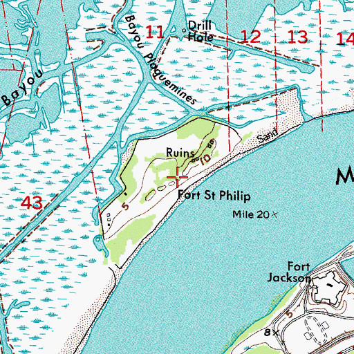 Topographic Map of Battery Scott (historical), LA