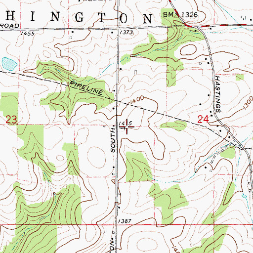 Topographic Map of Banks Cemetery, OH
