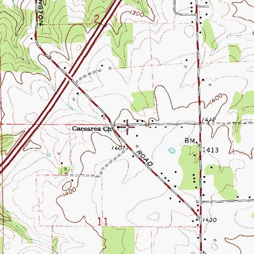 Topographic Map of Caesarea Cemetery, OH
