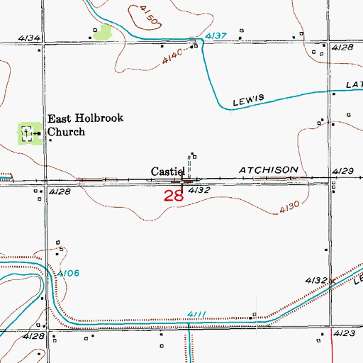Topographic Map of Castiel, CO