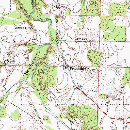 Topographic Map of Franklin Church Cemetery, OH