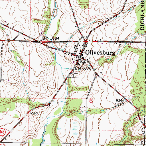 Topographic Map of Mount Olivet Cemetery, OH