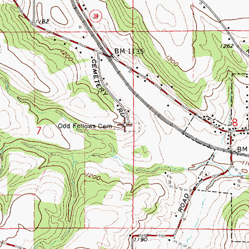 Topographic Map of Odd Fellows Cemetery, OH