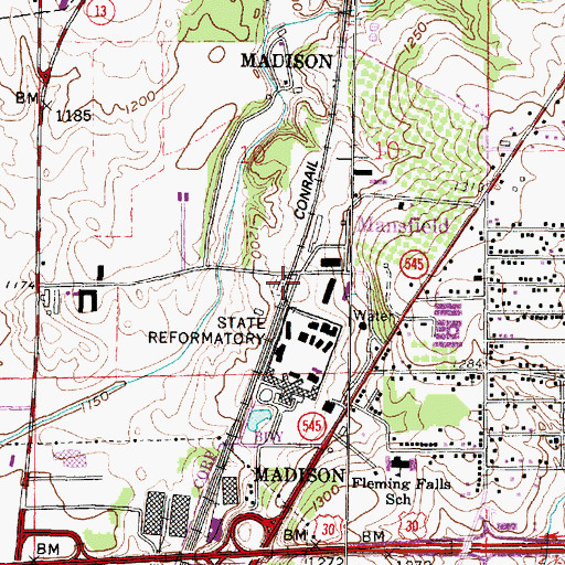 Topographic Map of Ohio State Reformatory Cemetery, OH
