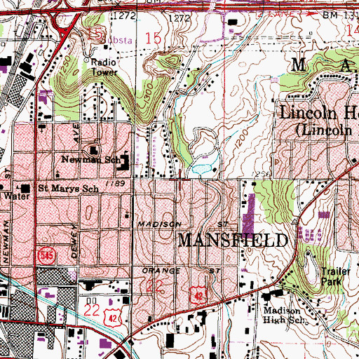 Topographic Map of Painter Cemetery, OH