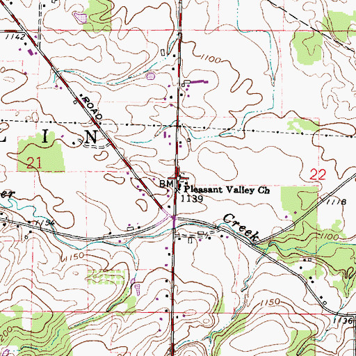 Topographic Map of Pleasant Valley Baptist Cemetery, OH