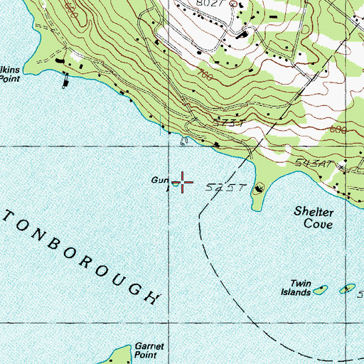 Topographic Map of Gun Island, NH