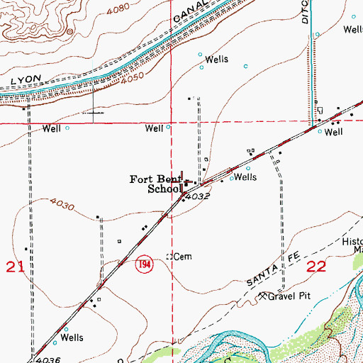Topographic Map of Fort Bent School, CO
