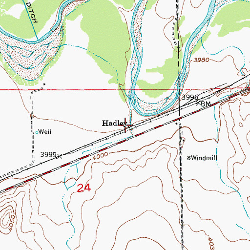 Topographic Map of Hadley, CO