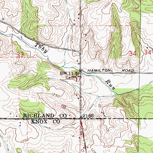 Topographic Map of Conley Cemetery, OH