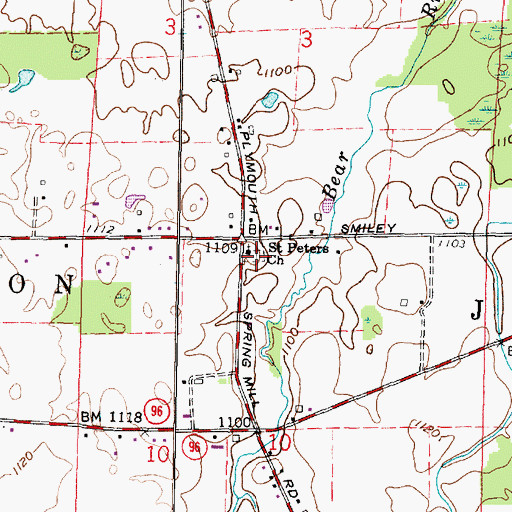 Topographic Map of Dunkard Cemetery, OH