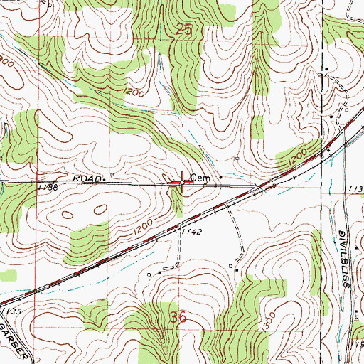 Topographic Map of Garber Cemetery, OH