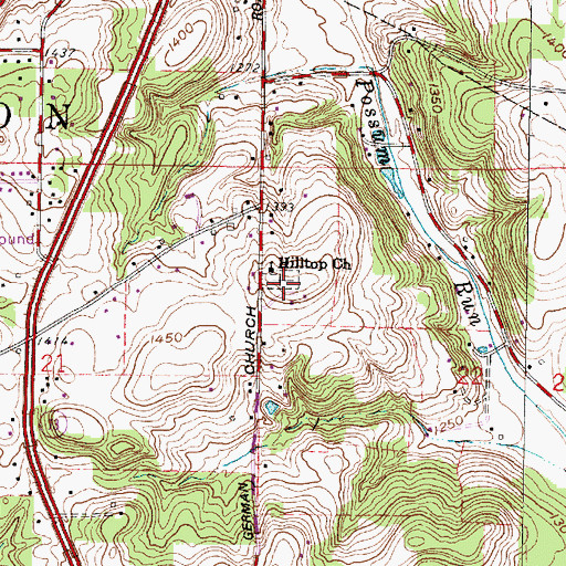 Topographic Map of German Evangelical Cemetery, OH