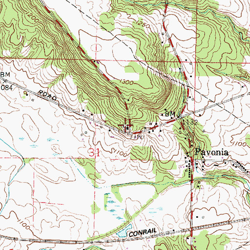 Topographic Map of Milton Cemetery, OH