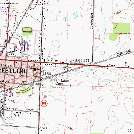 Topographic Map of Saint Josephs Cemetery, OH